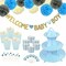 Welcome Baby Cake Toppers Blue Paper Flower Cupcake & Party Décor